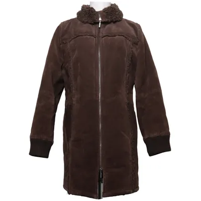 Veste en peau de mouton retournée (Marron) de M&S Mode Acrylique, Cuir