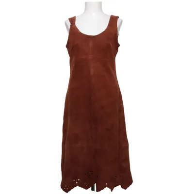 Läderklänning (Brun) från Hennes Collection Polyester, Mocka