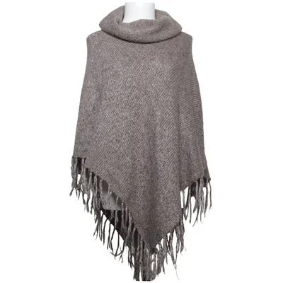 Poncho (Marron) de Saopaulo Acrylique, Fibre métallique, Laine