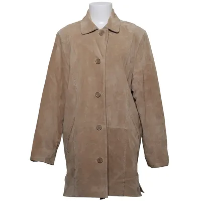 Læderfrakke (Beige) fra Saki Læder, Polyester