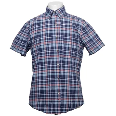 Kortärmad skjorta (Blå, Flerfärgad) från Dressmann Bomull