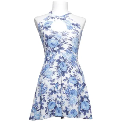 Jurk (Blauw, Wit) van Boohoo Petite Elastaan, Polyester