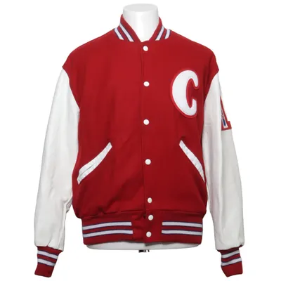 Collegejakke (Rød, Hvid) fra DeLong Polyester, Uld
