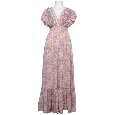 Maxi dress (Purple, Yellow, Multicolored) from Anisa Silk
