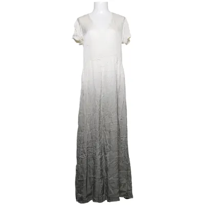 Maxi dress (White, Green) from Infinitif Cotton, Silk, Viscose