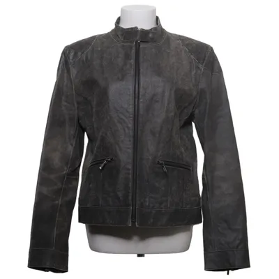 Läderjacka (Grå) från Joelle by Ellos Polyester, Skinn