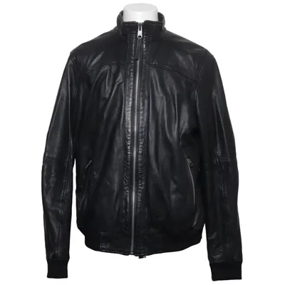 Leren jack (Zwart) van Mango Man Elastaan, Leer, Polyester