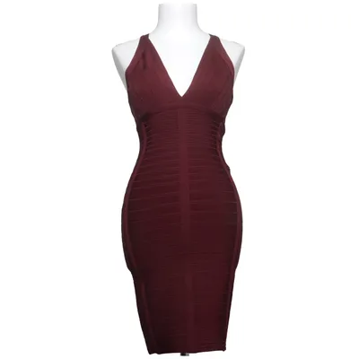 Jurk (Rood) van Hervé Léger Elastaan, Polyamide, Viscose