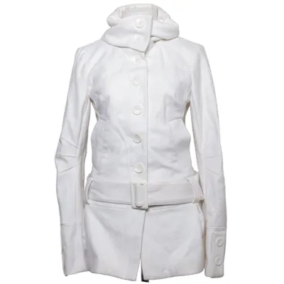 Frakke (Hvid) fra Stradivarius Polyester, Viscose, Uld
