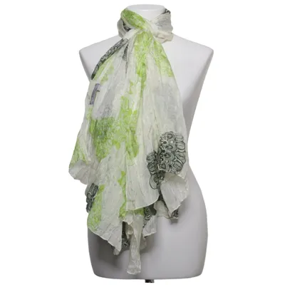 Suit scarf (White, Green) from Ahmaddy Silk