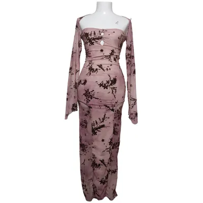 Maxi jurk (Roze, Bruin) van Bershka Polyester