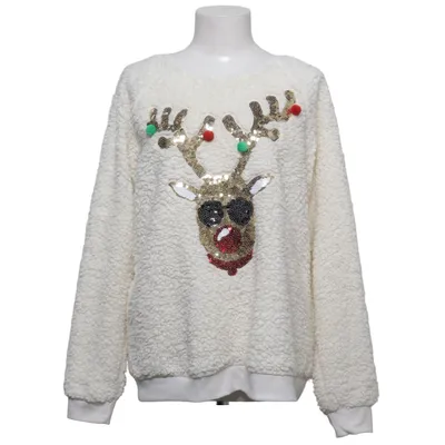 Julesweater (Hvid) fra Merry Christmas Bomuld, Polyester