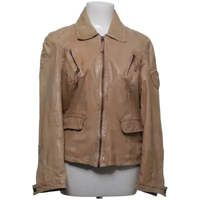 Leren jack (Beige) van Mauritius Katoen, Leer, Polyester