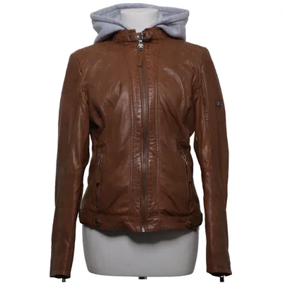 Leather jacket (Brown, Gray) from Gipsy Cotton, Leather, Lyocell, Polyester