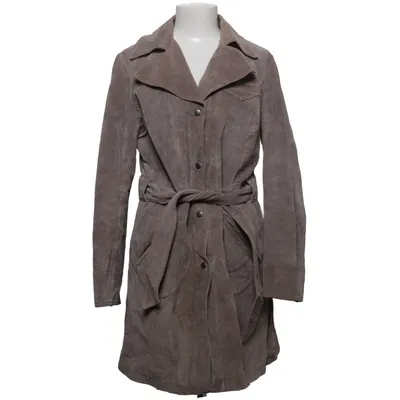 Læderfrakke (Beige) fra Snap Shot Læder, Polyester