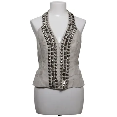 Halter neck top (Beige) from Infinitif Cotton, Elastane, Linen