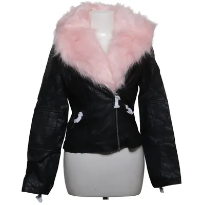 Bikerjakke (Sort, Pink) fra Parisian Polyester, Polyurethan, Viscose