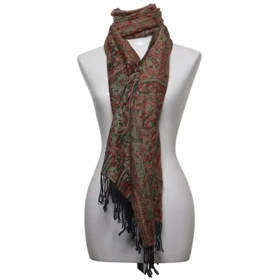 Scarf (Brown, Red, Green) Cashmere, Silk