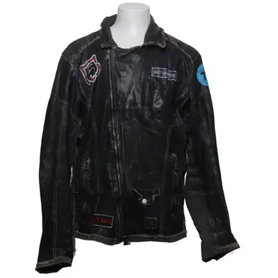 Leren jack (Grijs) van Freaky Nation Katoen, Leer, Polyester