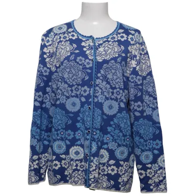 Cardigan (Blue, White) from Oleana Merino wool, Silk