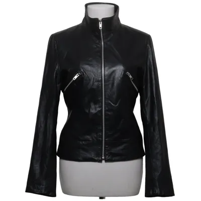 Leren jack (Zwart) van Auluna Leather Company Leer, Polyester