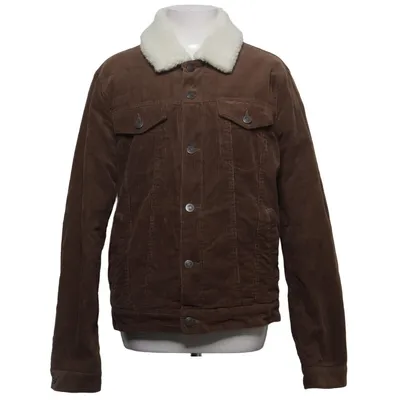 Fodrad jeansjacka (Brun, Vit) från ASOS Bomull, Polyester