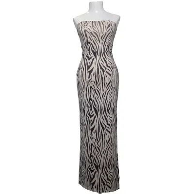 Maxi jurk (Beige, Zwart) van Bershka Elastaan, Polyester