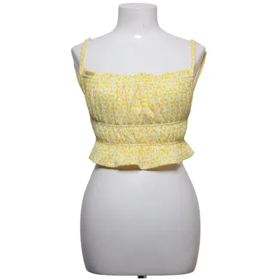 Crop top (Yellow, White, Multicolored) from Bershka Elastane, Polyester