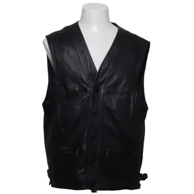 Leren vest (Zwart) van Echt Leder Leer, Polyester