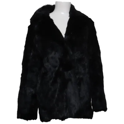 Fur jacket (Black) from VISUAL Polyester, Rabbit fur