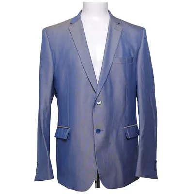 Kavaj (Blå) från Versace Collection Kupro, Polyester, Viskos, Ull