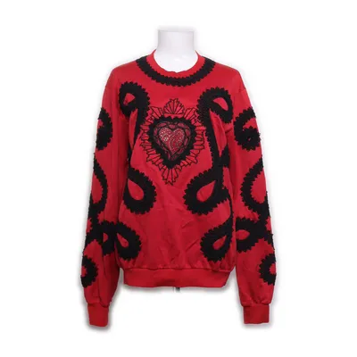 Sweatshirt (Rød, Sort) fra Dolce & Gabbana Bomuld, Læder, Polyamid