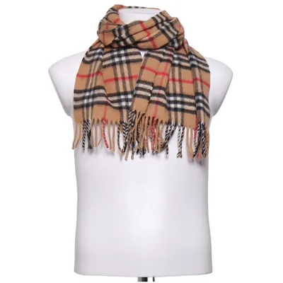 Halsduk (Beige, Svart, Röd) från Burberry Kashmir, Ull
