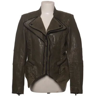 Veste de motard (Vert) de Be Edgy Coton, Élasthane, Cuir