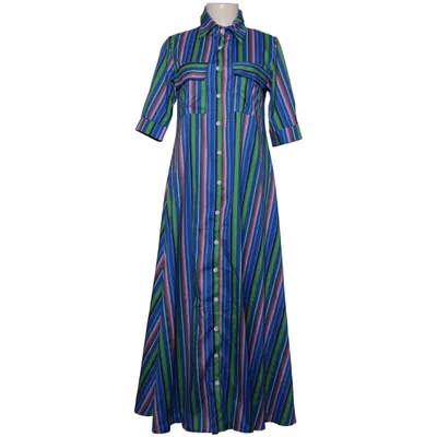 Skjortekjole (Blå, Grøn, Lilla) fra Mr. KK Bomuld, Polyester