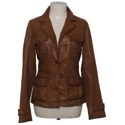 Leren jack (Bruin) van Reunion Katoen, Leer, Polyester