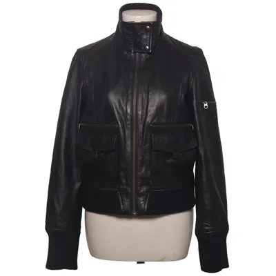Leather jacket (Blue) from Mango Acrylic, Cotton, Elastane, Leather, Polyester