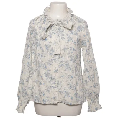 Blouse (White, Blue) from Sahoma Cotton