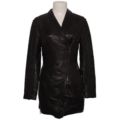 Leather coat (Black) from Patago Elastane, Leather, Polyester