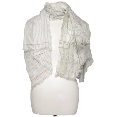 Shawl (White, Multicolored) from Ahmaddy Cotton, Silk