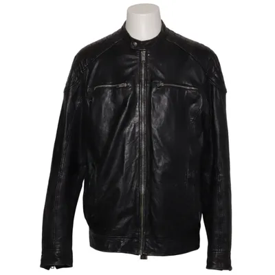 Leren jack (Zwart) van Jack & Jones Leer, Viscose
