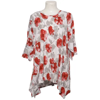 Top (White, Red) from AKH Fashion Linen, Viscose