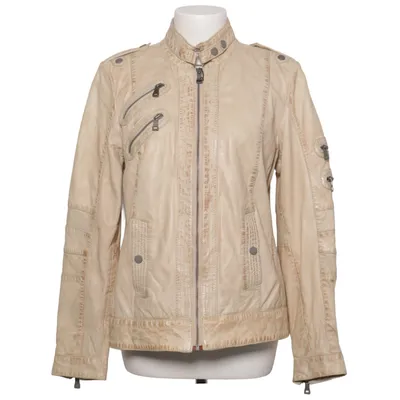 Veste en cuir (Beige) de Jilani Collection