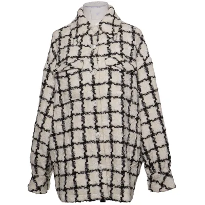 Skjortejakke (Hvid, Sort) fra Diane von Furstenberg Akryl, Polyester, Uld