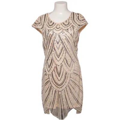 Cocktailklänning (Beige, Silverfärgad) från Pretty Guide Bomull, Polyester