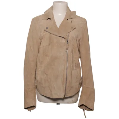 Biker jacket (Beige) from Freaky Nation Cotton, Leather, Polyester