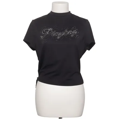 T-shirt (Sort) fra Playboy x Missguided Elastan, Polyester