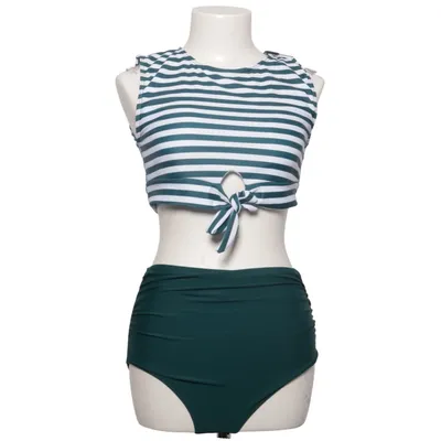 Bikini (Grøn, Hvid) fra Retro Stage Elastan, Polyester
