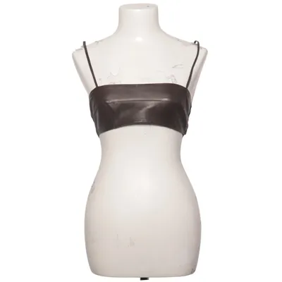 Crop top (Brown) from Zara Leather Collection Leather