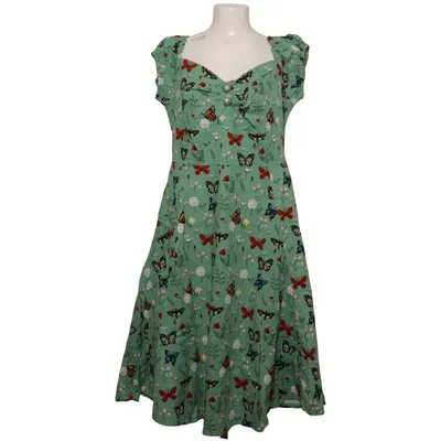 Jurk (Groen, Meerkleurig) van Collectif Vintage Katoen, Elastaan